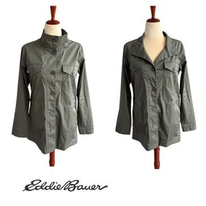 Eddie Bauer Women's Olive Utility Trench Jacket Size Medium Casual